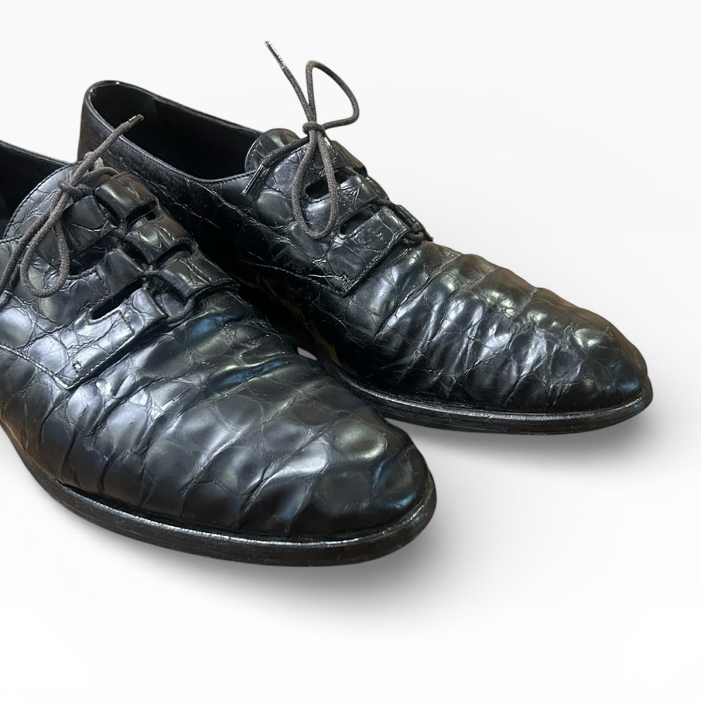 Cole Haan Women’s Black Vintage Croc Embossed Leather Lace-Up Oxford Shoes 8.5 - Picture 8 of 12